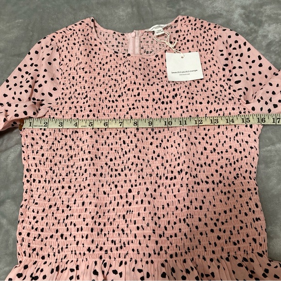 beachlunchlounge New Lauren Polka Dot Rayon Smocked Top S/P Pink - Picture 10 of 16